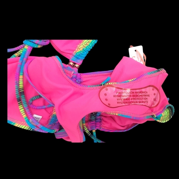 Ocean Club Ladies Multicolor Stripe Bikini Swimsuit - Picture 11 of 13